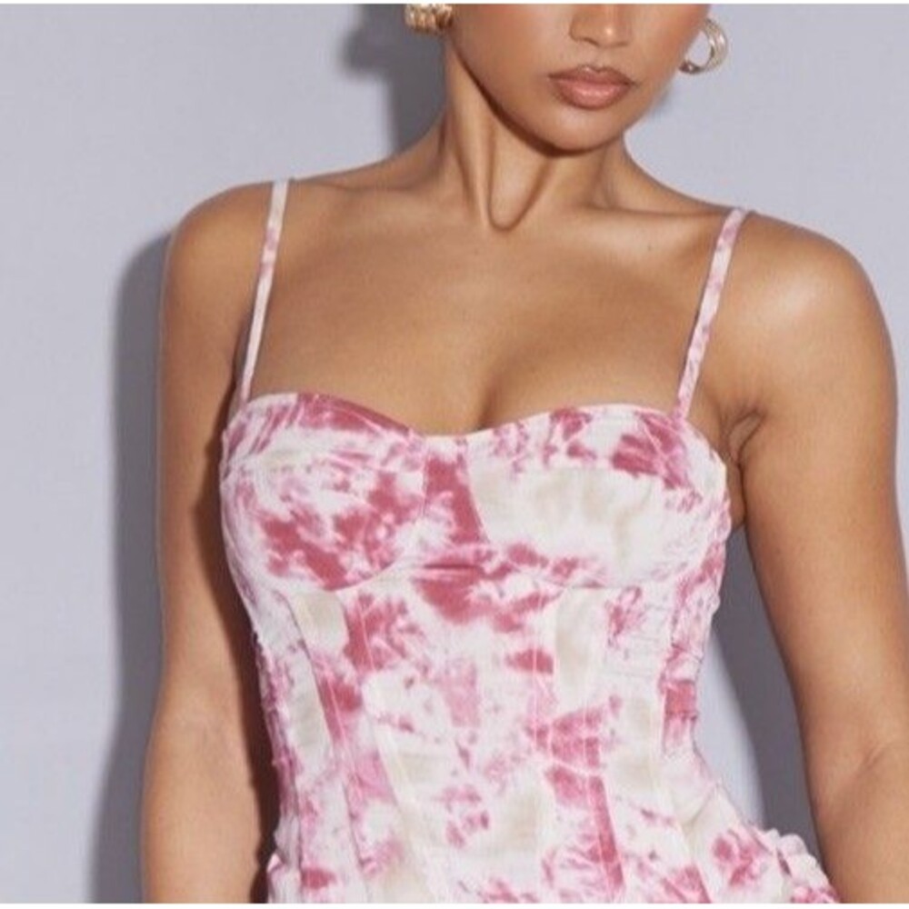 Pretty Little Things Sz 10 Fuchsia Tie Dye Structured Corset Top NWT